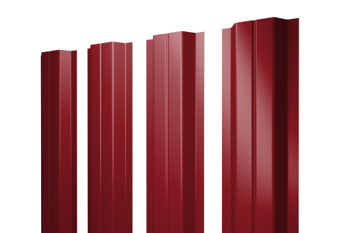 Штакетник П-образный А с прямым резом 0,45 PE RAL 3003 рубиново-красный