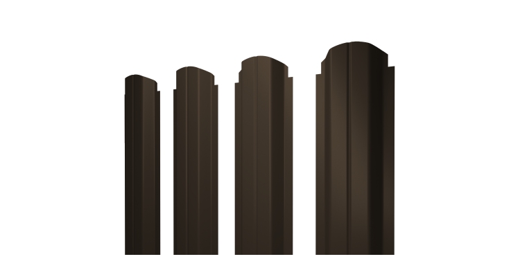 Штакетник П-образный А фигурный 0,5 GreenСoat Pural RR 32 темно-коричневый (RAL 8019 серо-коричневый)