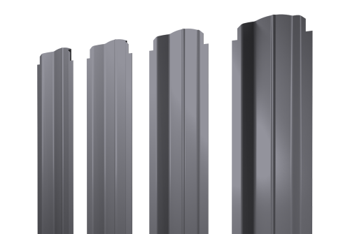 Штакетник П-образный B фигурный 0,45 PE RAL 7004 сигнальный серый