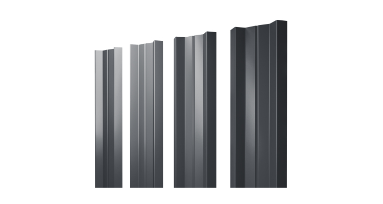 Штакетник М-образный А с прямым резом 0.5 Satin RAL 7024 мокрый асфальт